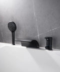 Matte Black Roman Tub Faucet With 3 Hole Deck Mount Easy Install No Fuss Single Handle Tub Filler And Hand Shower