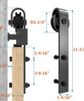 Heavy Duty Sliding Barn Door Roller Kit With Anti Jumper Stopper Floor Guide No Squeak Accessories, side view.