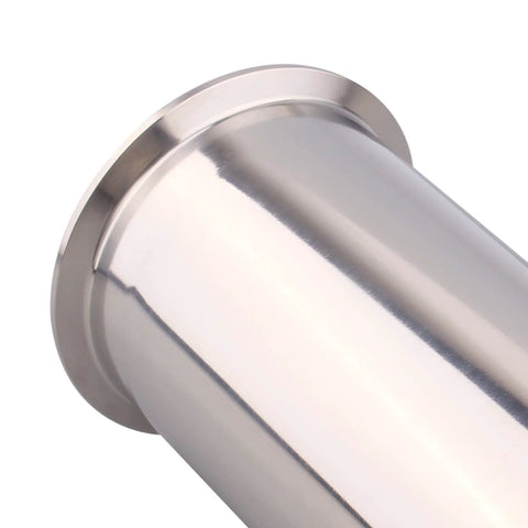 Stainless steel sanitary spool tube with 4-in tri-clamp flange, 8 in long, seamless round tubing