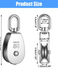 Dimensions of 2 Pack Stainless Steel Snatch Block With Swivel Hook, M50 2 Inch Sheave For 3/8 Inch Rope, Beefy Heavy Duty Pulley