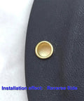 Brass Eyelet Rivets for Holsters 100 Pc Set 8 9 8.4mm Size Gold Color with.294 Inch Under Flange, reverse installation view