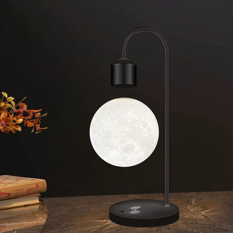 Floating Moon Lamp With Built In Qi Wireless Charger Modern Levitating Light With Touch Control For A Warm Ambience Night Light