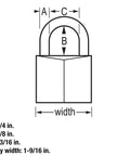 Diagram of Pink Covered Aluminum Keyed Padlock With Steel Shackle For Gym Or School Lockers One And Nine Sixteenth Inch Lock Body