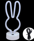 Bunny Shape LED Neon Sign Totally Lit For Easter Rooms Colorful Rabbit Neon Lights USB Or Battery Powered Night Light With Base Cute Rabbit Head Desk Table Decor Safe Soft Glow For Baby Nursery And Gift Ideas For Kids with USB cord