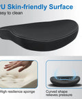 PU leather seat cushion with high resilience sponge, curved shape for pressure relief on All Day Comfort Ergonomic Office Chair