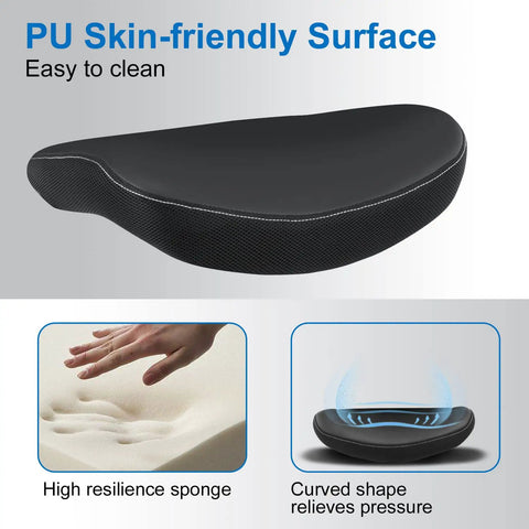 PU leather seat cushion with high resilience sponge, curved shape for pressure relief on All Day Comfort Ergonomic Office Chair