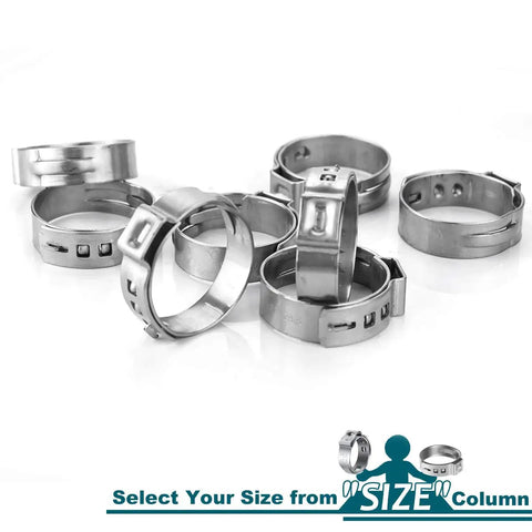 50 Pack 1 Inch PEX Cinch Clamps 304 Stainless Steel Crimp Rings Pinch Clamps For PEX Tubing Fittings Salt Resistant Anti Rust