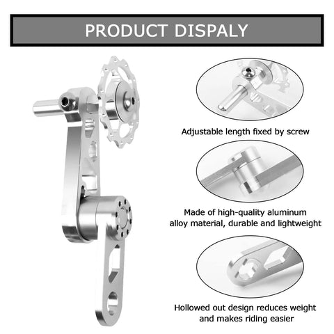 Silver Bike Chain Tensioner With Derailleur Hanger Chain Guide For Folding Bikes, Single Speed, highlighted features