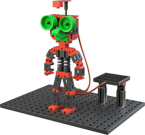 Green Energy Construction Kit With 343 Parts Multicolor STEM Build Set For Hands On Learning And Awesome Interactive Fun And Endless Creative Builds Ideal For Intermediate Makers And Future Engineers, robot model with solar panel