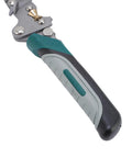 Close-up of the handle of Badass 16 In 1 Foldable Wire Stripper And Cable Cutter With Precision Crimping Pliers forged from solid chrome vanadium steel.