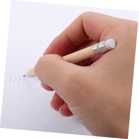 Close-up of a hand writing with a bulk golf pencil from the 50 pack, featuring a graphite wood pencil with eraser, mess free writing.