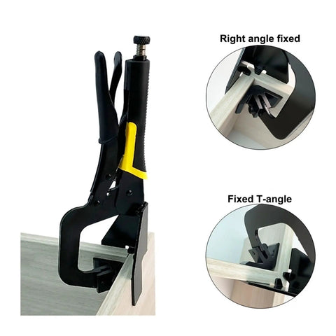 Measurement Tools Portable Woodworking Clip Oblique Hole Locator With Quick Fix Right Angle Clamp Tool in use on woodworking project.