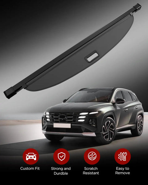 Retractable Cargo Cover For Hyundai Tucson 2022 2023 2024 2025 2026 Gas And Hybrid Models Black Trunk Privacy Shade Shield