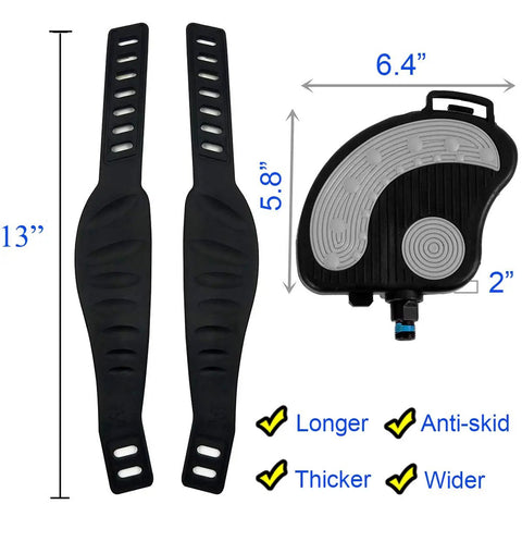 Replacement 9/16 Inch Exercise Bike Pedals With Straps For Indoor Recumbent, Exercise Bike, Spin Bike And Upright Models - pedal dimensions and straps