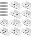 Beefed-Up Heavy-Duty Stainless Steel Corner Brackets for Furniture Reinforcement with screws, white finish, set of 10.