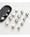 Titanium Silver Zinc Alloy Cabinet Door Handle Set for Cupboard and Wardrobe Pulls, various knob designs, Model 6197