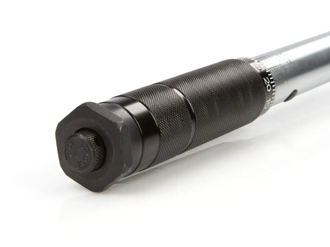 Close-up of 3/4 Inch Drive Micrometer Torque Wrench With Audible Click And High Contrast Dual Range Scale Includes Case And Manual