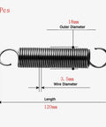 Heavy Duty Dual Hook Tension Springs Made From Spring Steel That Are Just The Right Size At 3.5mm Wire And 18M Outer Diameter showing dimensions.