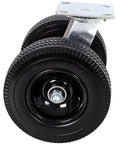 8 Inch Dual Wheel Swivel Caster With Flat Free PU Foam Wheels Heavy Duty 660 Lb Capacity Zinc Plated Top Plate Roller Bearings