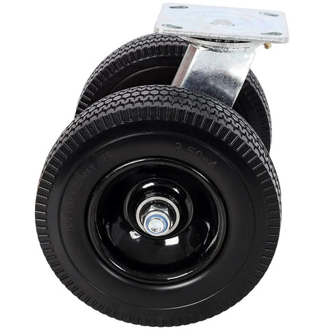 8 Inch Dual Wheel Swivel Caster With Flat Free PU Foam Wheels Heavy Duty 660 Lb Capacity Zinc Plated Top Plate Roller Bearings