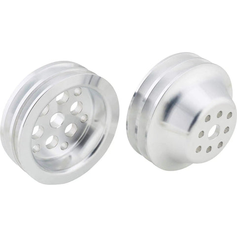 CNC aluminum double groove crank and water pump pulleys from One To One Pulley Combo For SBC Short Water Pump with belts for 602 and 604 engines