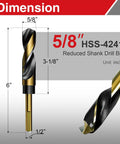 Diagram of Five Eighth Inch Drill Bit In High Speed Steel 4241 With 10mm Shank Black Oxide Coated showing dimensions