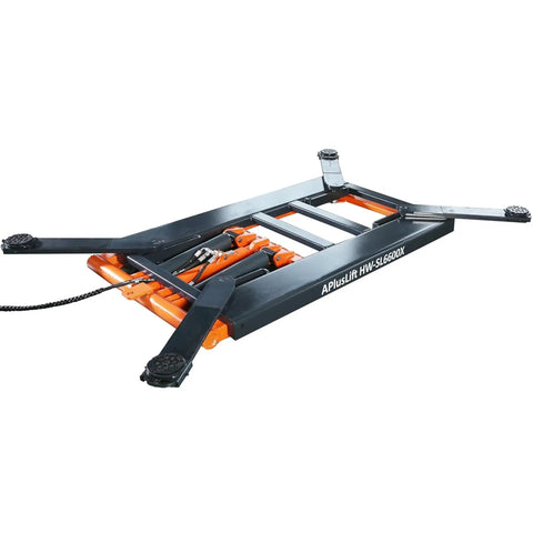 Portable Mid Rise Scissor Lift With 6600 Pound Capacity And 55 Inch Max Lift Height Shop Grade Hydraulic Jack, base view.