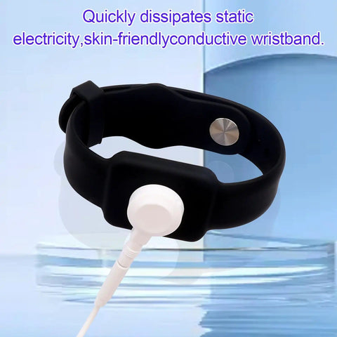 Anti Static Wrist Strap For ESD Grounding 9 Inch Adjustable Button Style Conductive Silicone Wristband with Snap Connector