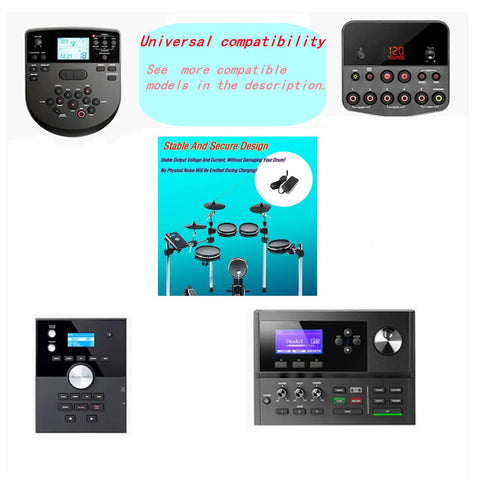 9V DC Power Adapter For Alesis Command Mesh Kit Nitro Max And Nitro Pro Kit Electronic Drum Modules shown with module compatibility diagram