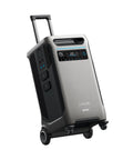 Heavy Duty Portable Power Station With 3840 Wh LiFePO4 Battery And 6000 W Output, compact design with wheels and pull handle for easy transport.
