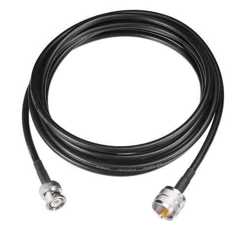 PL259 To BNC Male Antenna Cable 10 Foot RG58 50 Ohm Coax Jumper For CB Radio Ham Radio And VHF Antennas Coiled on White Surface