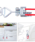 Beefy Two Pack Adjustable Heavy Duty Toggle Latch Clamps with Zinc Plated Iron for door fastening shown in kitchen use