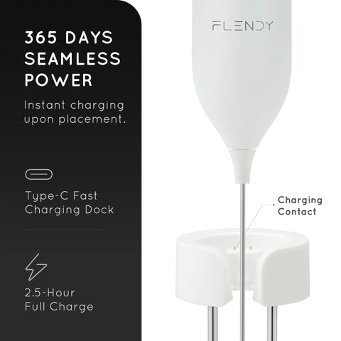 Rechargeable Milk Frother Handheld With USB C Charging Stand 2 In 1 Wall Mount And Counter Stand Electric Whisk Close-up