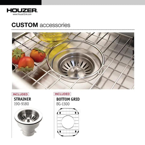 Stainless Steel Kitchen Bar And Prep Sink, 13 Inch Undermount Small Sink With Strainer And Bottom Grid, Ultra Durable T304, grid view