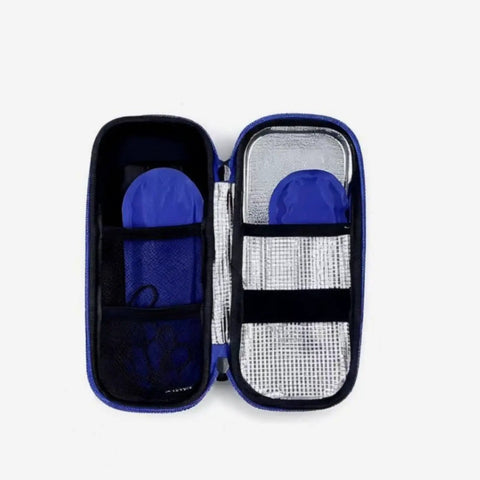 Open view of Cooler Travel Case With Digital Temperature Display On The Go Compact Insulated Bag showing inside compartments