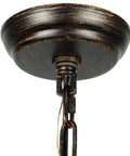 Close-up of rustic wood chain on 21-Inch Farmhouse Chandelier With 6-Light Rustic Wood Light Fixture, warm brown finish