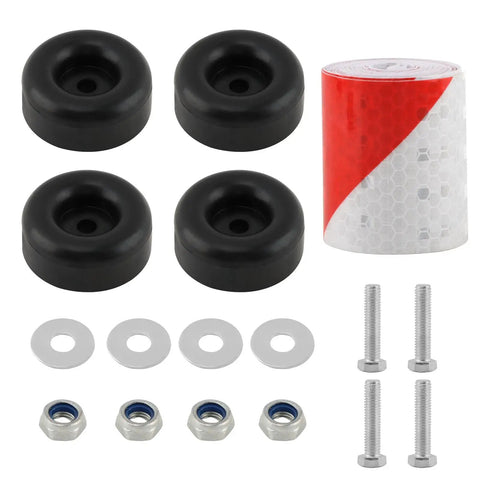 4 Pack 2.5 Inch Round Rubber Trailer Ramp Door Bumpers With Screw Kits And Reflective Strip Beefy Heavy Duty Black