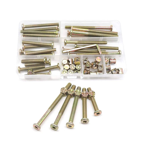 Assorted M6 Drive Socket Cap Screws Set In 40mm 50mm 60mm 70mm And 80mm Lengths Built For Beds Headboards Tables Chairs And Workbenches Zinc Plated Durable Woodworking Bolts Kit Must Have For DIY, in organizer box