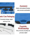 Top Shelf Car Timing Tool Kit With Hardcore Grip Camshaft Holding Belt And Shop Tested Timing Locking Kit For Auto Camshaft Tensioning and Dead Center Alignment Compatible With 16V 1.4 1.6 1.8 En6340 Km6340 Blue in a durable plastic storage case.
