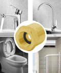 Brass adapter for faucet hoses fitting for kitchen, bathroom, and RV plumbing showcasing versatile use and easy installation.
