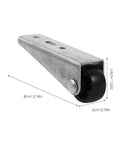 Heavy Duty Sliding Door Track Rollers With Long Stem Brackets Bombproof Reinforced Steel And Nylon Build No Sweat DIY Closet Hardware Replacement Black, showing roller detail and measurements.