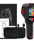Rechargeable Handheld Infrared Thermal Camera With 240 By 240 Resolution, packaging, USB cable, and manual visible