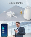 Smart Power Strip With USB Ports And 3 Individually Controlled Outlets, Surge Protector, WiFi Timer in remote control use with phone.