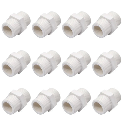 Pack of 12 G3/4 Inch PVC Pipe Fitting Hex Nipple Adapter Male To Male 3/4 G Thread Connector, Corrosion Resistant, Easy Install