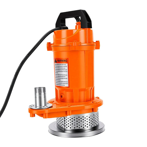 Heavy Duty Beast Mode Submersible Sump Pump For Pools And Ponds pulls 6000 GPH with orange body and stainless steel base.