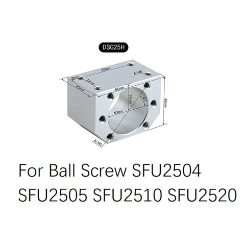 DSG nut housing for SFU2505 Linear Motion CNC Ball Screw Kit With Anti Backlash Nut, 400mm 15.75in 25mm Ballscrew