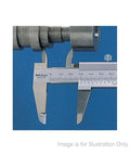 Stainless Steel Four Way Vernier Calipers measuring a metal object, showcasing inside measurement function, with dual inch and metric scales.