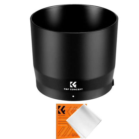 Black 67mm lens hood replacement for Canon RF 100-400mm f5.6-8 IS USM and EF 70-300mm f4-5.6 IS II USM, reversible snap-on shade.