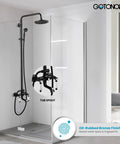 Oil Rubbed Bronze Shower Faucet Set With 8-Inch Rainfall Head, Handheld Sprayer, Dual Lever Handle, Tub Spout, Wall Mount