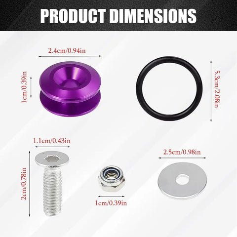 Front And Rear Quick Release Bumper Kit With Clips And Stainless Steel Screws For Cars, includes dimensions of components